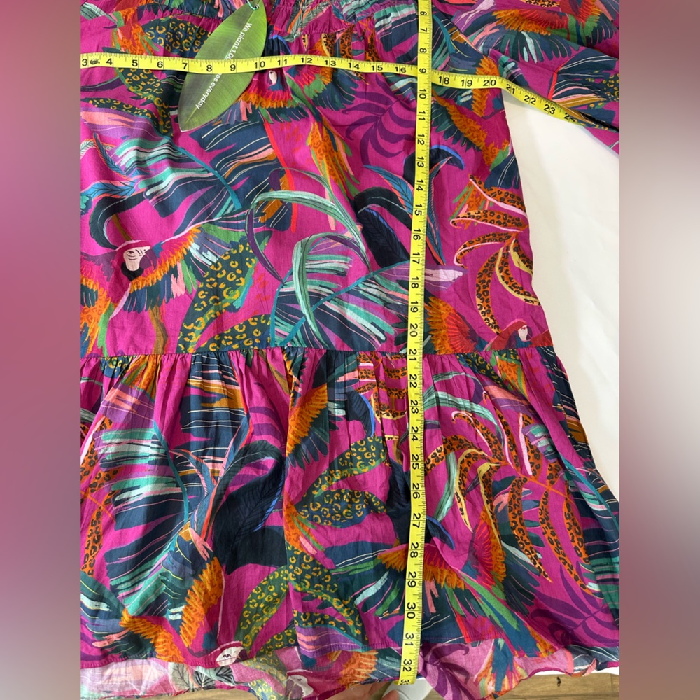 NWT $195 Rainbow Macaws Mini Dress farm rio small pink blue - Picture 7 of 7